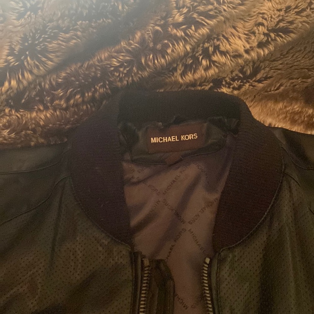 Michael Kors faux leather, pleather, black bomber jacket. XXL